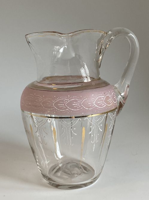 Hovedbilde Antikk glassmugge med emaljedekor 