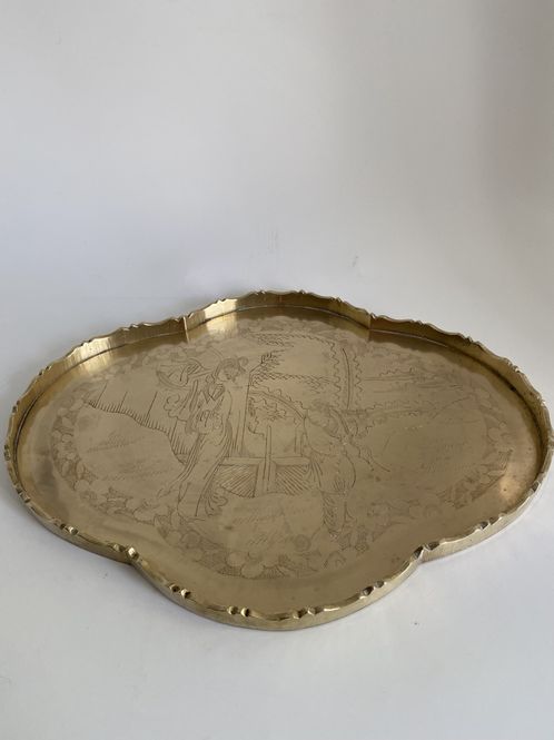 Hovedbilde Antikt kinesisk te serveringsbrett messing