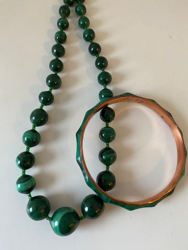 Vintage smykkesett i malakitt 